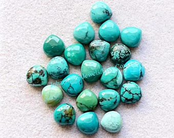 Tibetan Turquoise 6 MM Calibrated Heart Shape Gemstone 15 Pieces Lot, AAA+ Natural Tibetan Turquoise With Flat Back For Handmade Jewelry