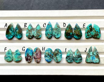 NEW Shattuckite Pair Cabochon Loose Gemstone For Jewelry Making, AAA+ Natural Shattuckite Matching Pair Cabochon For Earrings - 33242-33251