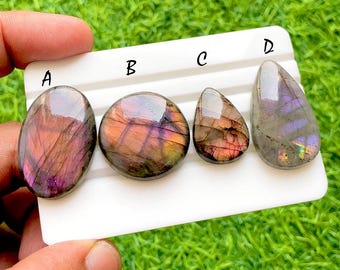 Selected Natural Purple Labradorite Cabochon Loose Gemstone For Jewelry Making, AAA+ Natural Purple Labradorite For Wire Wrap - 35526-35529