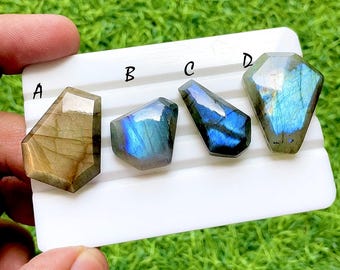 Midnight Flash Labradorite Coffin Cabochon For Wire Wrap, Multi Fire Labradorite Stone, Faceted Coffin Shape For Jewelry Making -37140-37143
