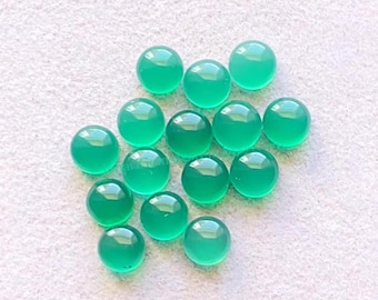 Emeral Green Chalcedony 6 MM Round Shape Smooth Cabochon Gemstone 15 Pieces Lot, AAA+ Natural Chalcedony With Flat Back For Jewelry Making