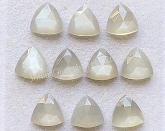 Top Grey Moonstone Rose Cut Trillion With Flat Back Gemstone 10 Pieces Lot | Size : 10 MM | AAA+ Natural Grey Moonstone For Handmade Jewelry