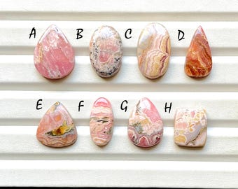 Pink RHODOCHROSITE Cabochon Loose Gemstone For Jewelry Making, AAA+ Natural Rhodochrosite Cabochon Gemstone For Wire Wrap - 32710-32717