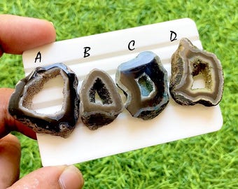 Canyon Cocoa Druzy Agate Geode Slice, AAA+ Brown Agate Druzy Cabochons, Crystal Center Agate Stones, Organic Geode For Jewelry - 36733-36736