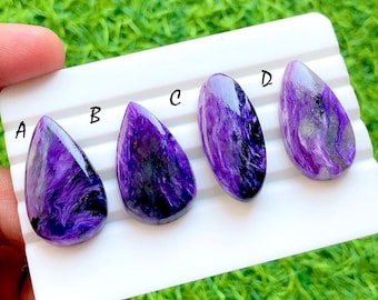 Royal Violet Charoite Loose Gemstone Cabochon For Wire Wrap, AAA+ Natural Swirl Pattern Purple Gemstone for Jewelry Makings - 35935-35938