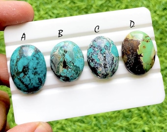 Earth Vein Tibetan Turquoise Cabochon For Wire Wrap, Natural Turquoise Loose Stone, Rustic Matrix Turquoise for Jewelry Making - 37726-37729