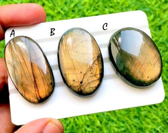 Golden Ember Labradorite Cabochon Loose Gemstone For Jewelry Making, AAA+ Natural Natural Smoky Bronze Flash Labradorite - 35104-35106