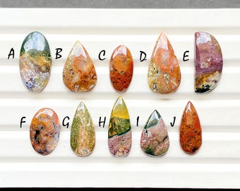 NEW Ocean Jasper Cabochon Loose Gemstone For Jewelry Making, AAA+ Natural Ocean Jasper Gemstone Cabochon For Wire Wrap - 27694-27703