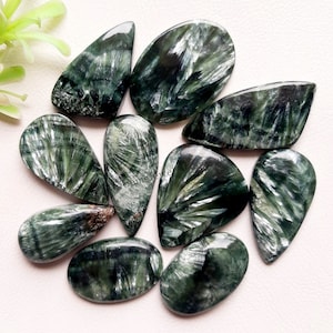 SERAPHINITE Cabochon Wholesale Lot By Weight With Different Shapes And Sizes Used For Jewelry Making And Wire Wrapping