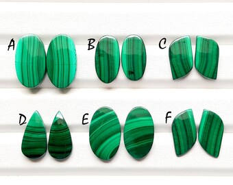 MALACHITE Matching Pair Cabochon Loose Gemstone For Jewelry Making, AAA+ Natural Malachite Gemstone Pair Cabochon For Wire Wrap -22473-22478