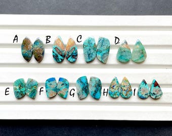 NEW Shattuckite Pair Cabochon Loose Gemstone For Jewelry Making, AAA+ Natural Shattuckite Matching Pair Cabochon For Earrings - 29158-29166