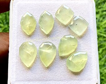 Prehnite Fancy Shape Pair With Flat Back Gemstone 4 Pairs Lot | Size : 10-16 MM | AAA+ Natural Prehnite Used For Jewelry Making