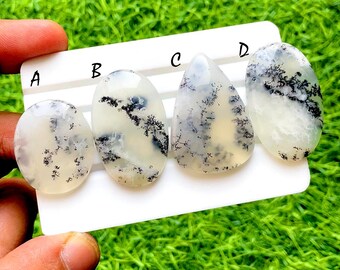 Flawless Dendritic Opal Cabochon Loose Gemstone For Jewelry Making, Dendritic Opal Gemstone For Handamde Jewelry And Wire Wrap - 34704-34707