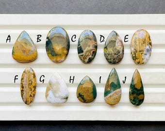 NEW Ocean Jasper Cabochon Loose Gemstone For Jewelry Making, AAA+ Natural Ocean Jasper Gemstone Cabochon For Wire Wrap - 29417-29426