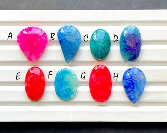 New Colorful Spiderweb Agate Cabochon Loose Gemstone For Jewelry Making, AAA+ Colorful Spiderweb Agate Gemstone For Wire Wrap - 29877-29884