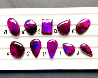 Selected Dyed Purple Labradorite Cabochon Loose Gemstone For Jewelry Making, AAA+ Dyed Purple Labradorite For Wire Wrap - 28349-28358