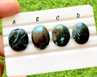 Earth Vein Tibetan Turquoise Cabochon For Wire Wrap, Natural Turquoise Loose Stone, Rustic Matrix Turquoise for Jewelry Making - 36676-36679