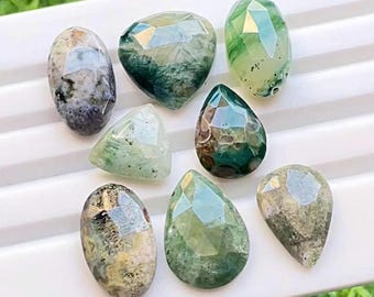 Selected Ocean Jasper Rose Cut Loose Gemstone 8 Pieces Lot For Jewelry Making | Size : 19-12 MM | Natural Ocean Jasper Gemstone Lot - 22624