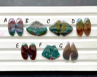 RARE BLOOD Moss Agate Pair Cabochon Loose Gemstone For Jewelry Making, AAA+ Natural Blood Moss Agate Matching Pair For Earrings- 30239-30245