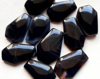 Black Banded Agate Shape Cabochon With Flat Back Wholesale Lot By Weight With Different Sizes Used For Jewelry Making And Wire Wrap