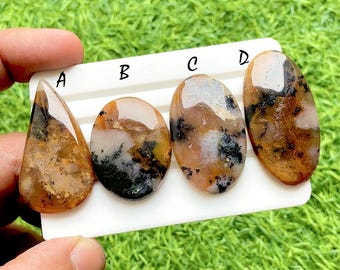 Autumn Mist Dendritic Agate Cabochons For Wire Wrap, Natural Landscape Agate Cabochons For Jewelry Making, Earth Tone Gemstones -35876-35879