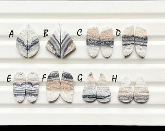 NEW Zebra Jasper Pair Cabochon Gemstone For Handmade Jewelry, AAA+ Natural Zebra Jasper Gemstone Matching Pairs For Earrings - 27375-27382