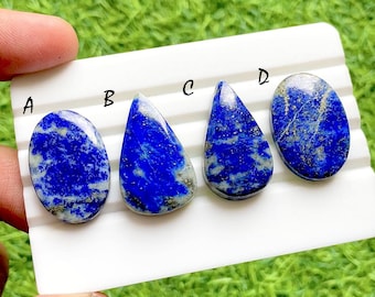 Royal Galaxy Lapis Lazuli Cabochon For Wire Wrap, Deep Blue Lapis Lazuli With Pyrite Gemstones, Designer Jewelry Making Stones - 37075-37078