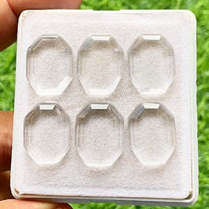 Clear Quartz Fancy Cut Long Octagon Shape With Flat Back Gemstone 6 Pieces Lot | Size : 15X20 MM | AAA+ Clear Quartz Used For Jewelry Making