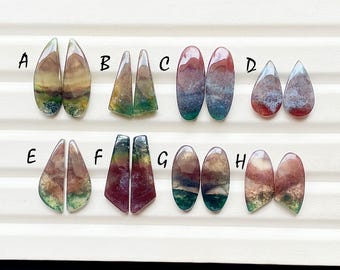 RARE BLOOD Moss Agate Pair Cabochon Loose Gemstone For Jewelry Making, AAA+ Natural Blood Moss Agate Matching Pair For Earrings -27559-27566