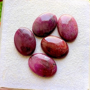 Lotto di 5 pezzi di rubino ovale cabochon calibrato da 13 x 18 mm per gioielli, rubino naturale AAA+ con retro piatto per gioielli fatti a mano