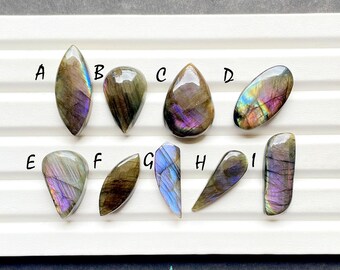 Natural Purple Labradorite Cabochon Loose Gemstone, AAA+ Natural Purple Labradorite Cabochon For Handmade Jewelry and Wire Wrap- 25745-25753