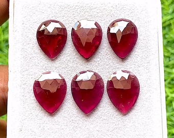 Garnet 10x14 MM Pear Shape Rosecut With Flat Back 6 Pieces Gemstone Lot For Jewelry Making, AAA+ Natural Garnet Used For Handmade Jewelry