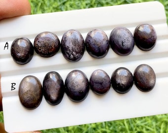 Rare Purple Star Sapphire Cabochon Gemstone With Flat Back 6 Pieces Lot For Jewelry Making, AAA+ Natural Sapphire Gemstone Lot - 32374-32375