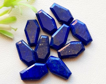 Lapis Lazuli Coffin Shape Step Cut Gemstone 10 Pcs Lot | Size : 10x16 MM | AAA+ Lapis Lazuli Flat Back Gemstone Used For Jewelry Making