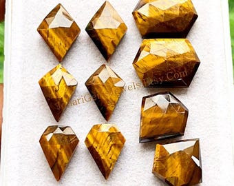 Tiger Eye Fancy Shape Pair With Flat Back Gemstone 5 Pairs Lot | Size : 10-16 MM | AAA+ Natural Tiger Eye Used For Jewelry Making