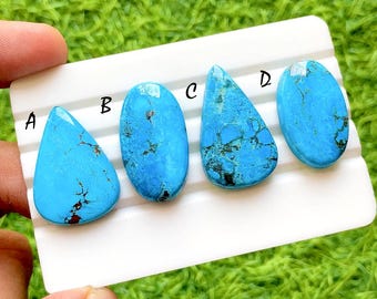 Sky Reef Dyed Magnesite Turquoise Cabochon For Wire Wrap, Bright Blue Turquoise Look Designer Cabochons For Jewelry Making - 36824-36827