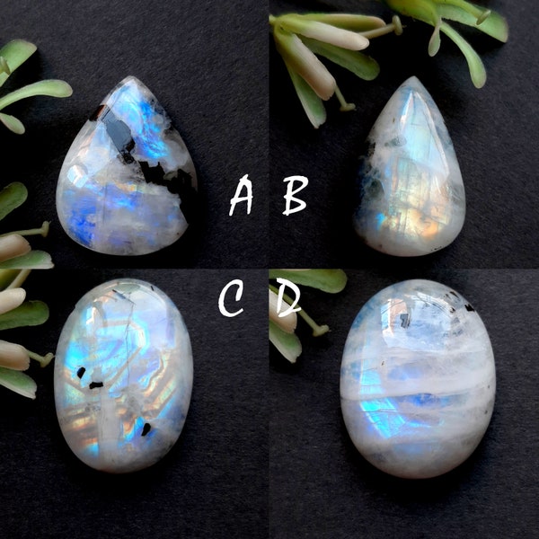 Pierre De Lune (Moonstone) Naturelle Ronde Cabochon AAA+ - Blanche - Pour Bijoux Création