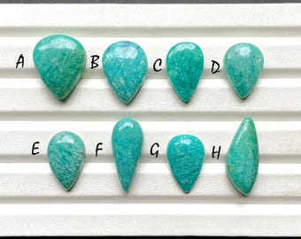 Peruvian Amazonite Cabochon Loose Gemstone For Jewelry Making, AAA+ Natural Peruvian Amazonite Cabochon For Handmade Jewelry - 29086-29093