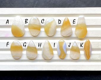RARE Bio Blue Lace Agate With Yellow Cabochon Gemstone For Jewelry Making, AAA+ Natural Bio Blue Lace Agate For Wire Wrap - 31587-31596