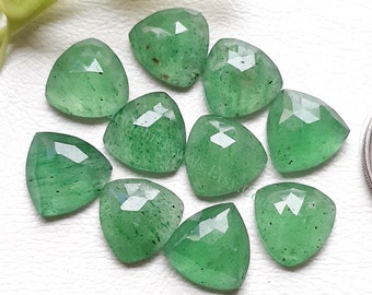 Green Strawberry Quartz Trillion Shape Rose Cut- Green Strawberry Quartz Calibrated Gemstone 10 Pieces Lot For Jewelry Making, Pendant, Ring