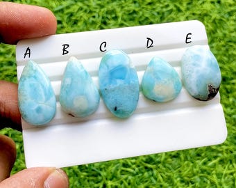 Ocean Blue Larimar Loose Gemstone Cabochon For Wire Wrap, Caribbean Larimar Gemstone, High End Larimar Jewelry Making Stone - 37911-37915