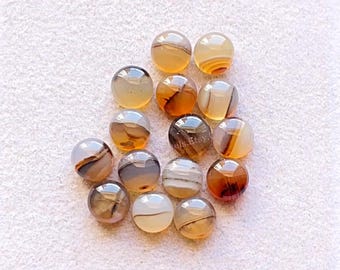 Montana Agate 6 MM Round Shape Smooth Cabochon With Flat Back Gemstone 15 Pieces Lot, AAA+ Natural Montana Agate For Handmade Jewelry