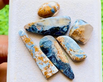 PIETERSITE Cabochon Loose Gemstone 6 Pieces Lot | Size 34-13 MM | AAA+ Natural Pietersite Gemstone For Handmade Jewelry and Wirewrap- 29445