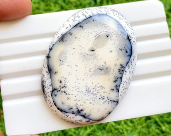 Natural Dendritic Agate Loose Cabochon, Size : 57x41x6 MM, Scenic Moss Pattern Big Gemstone, Landscape Stone for Statement Jewelry - 37839