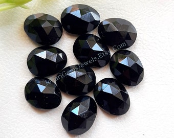 Natural Black Onyx Rose Cut Slice - Top Quality Black Onyx Rose Cut Flat Back Gemstone 10 Pieces Lot For Jewelry Making, Pendant, Ring