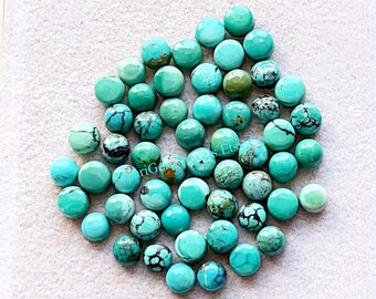 Tibetan Turquoise 4 MM Calibrated Round Shape Gemstone 30 Pieces Lot, AAA+ Natural Tibetan Turquoise With Flat Back For Handmade Jewelry