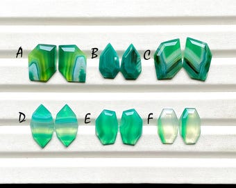 Selected Green Banded Agate Fancy Rose Cut Pairs For Handmade Jewelry, Natural Green Banded Agate Matching Pairs For Earrings - 29192-29197