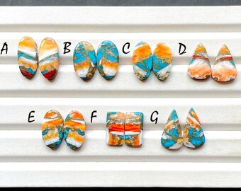 NEW Oyster Copper Turquoise Pair Loose Gemstone For Jewelry Making, AAA+ Oyster Copper Turquoise Matching Pair For Earring - 29934-29940