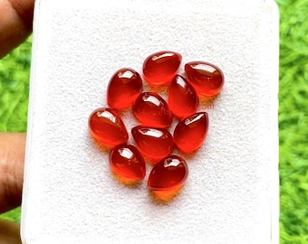 Carnelian 7X10 MM Pear Shape Cabochon With Flat Back Gemstone 10 Pieces Lot, AAA+ Natural Carnelian Gemstone Used For Jewelry Making