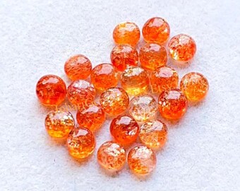 Top Quality SUNSTONE 6 MM Round Shape Smooth Cabochon Gemstone 15 Pieces Lot, Natural Sunstone Round With Flat Back For Handmade Jewelry